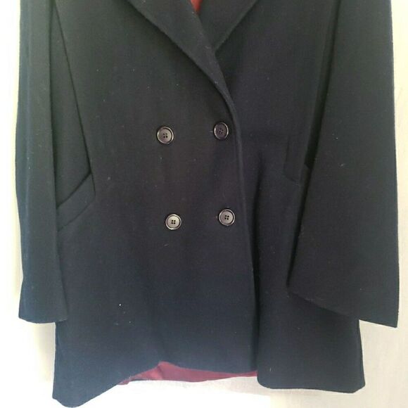 Westbound Dillard's Pea Coat Navy Double Breasted 100% Wool Shell Size 12 - Picture 5 of 13